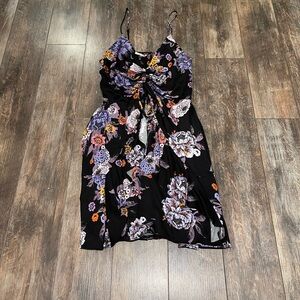 Free People Black Floral Midi Dress